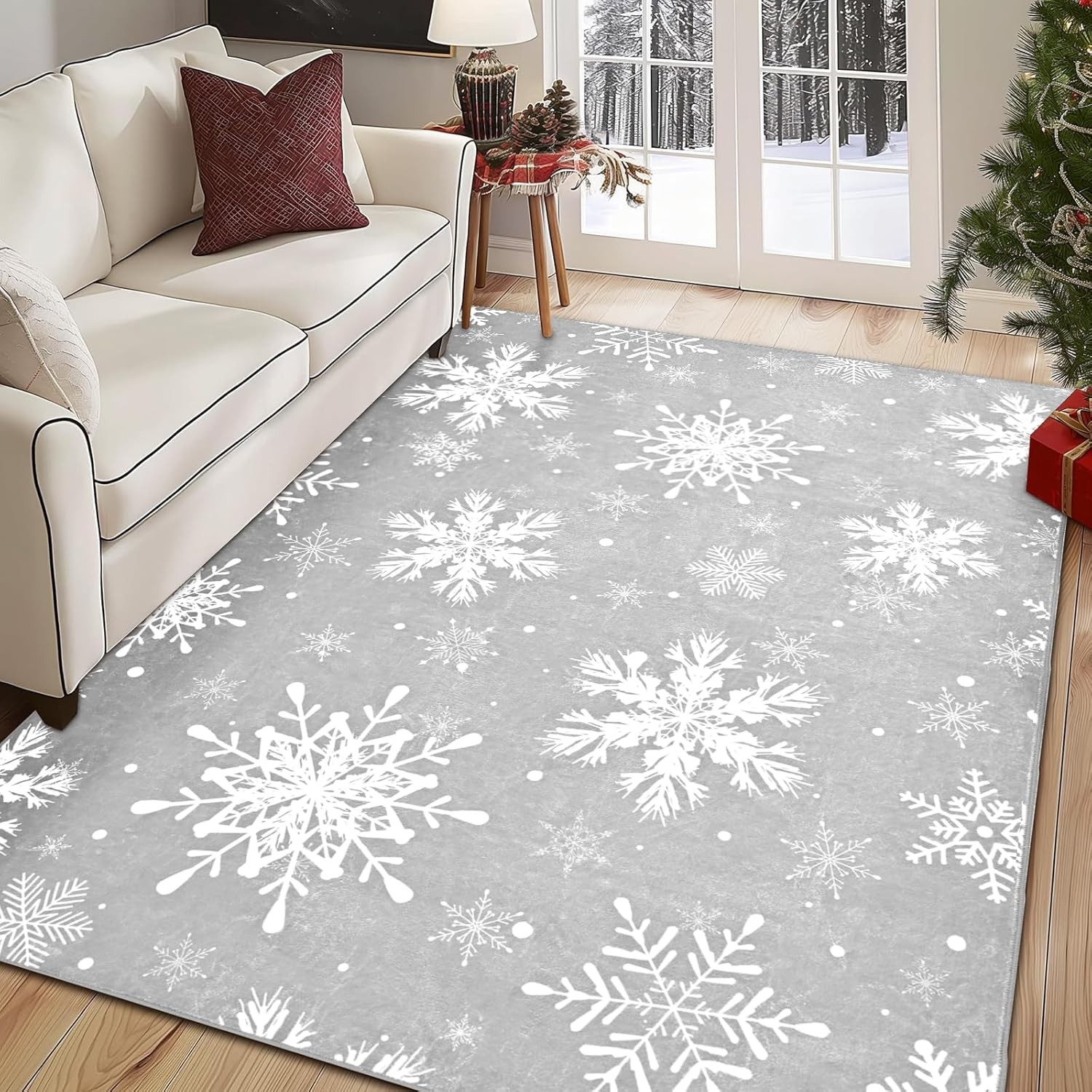 Commercial Kitchen Floor - Patchwork Christmas Elements Reindeer Snowman Area