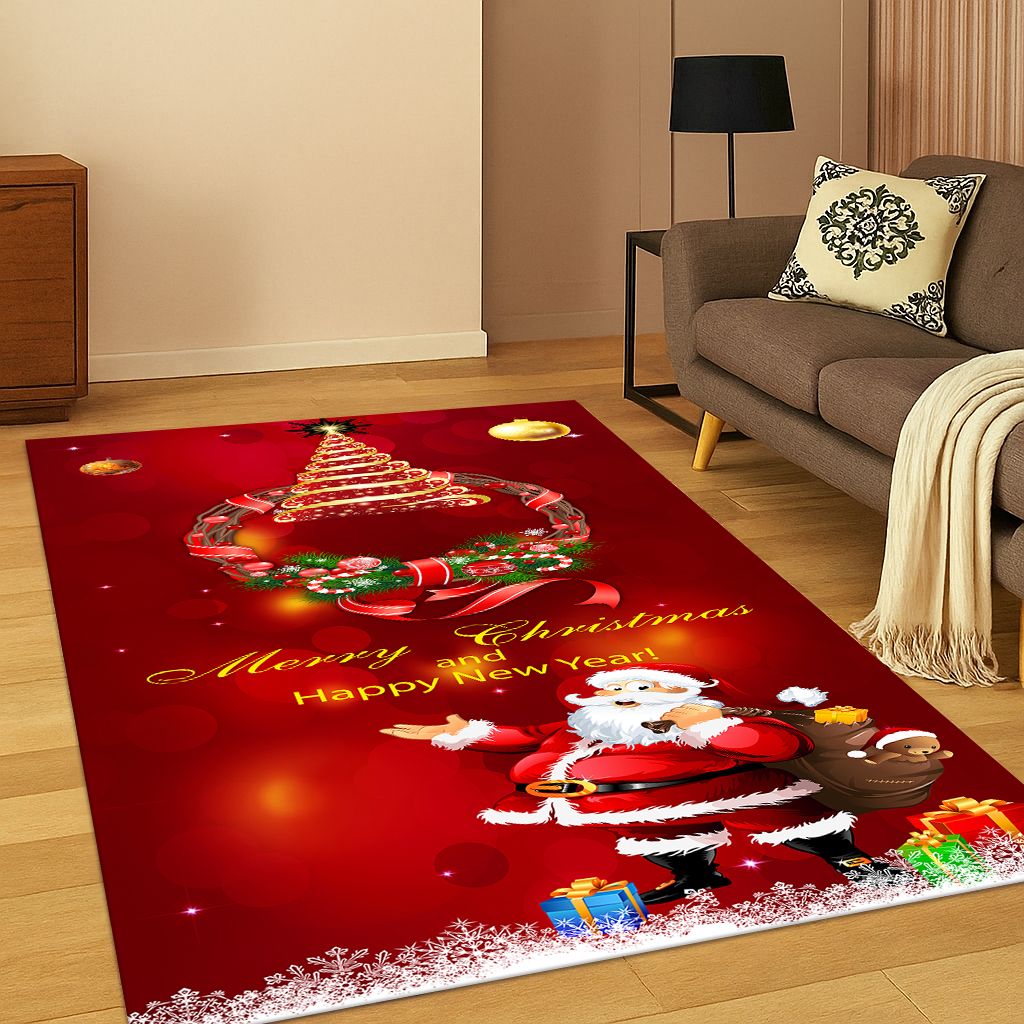 Commercial Kitchen Floor - Merry Christmas Tree Santa Claus Cartoon