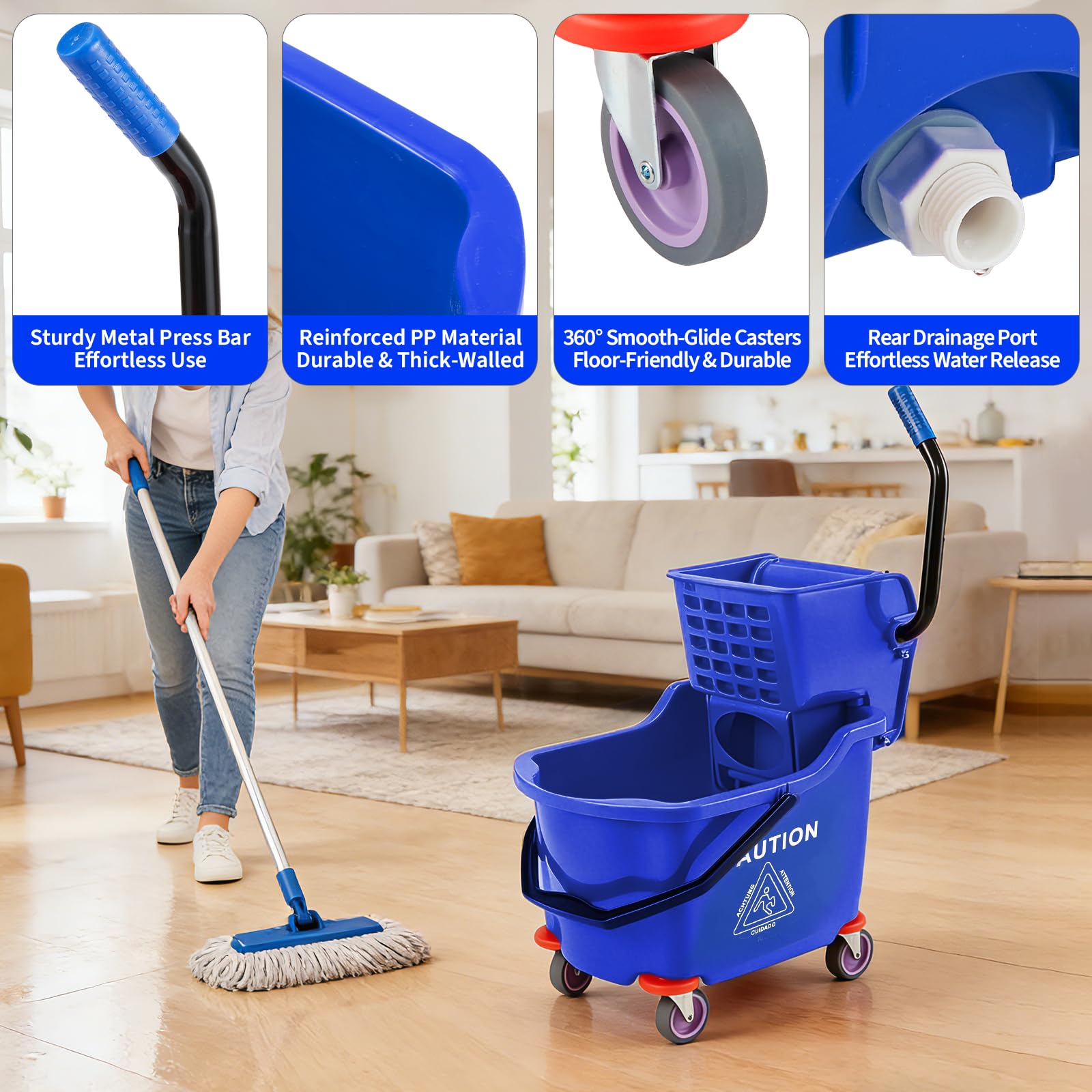 Commercial Mop Bucket with Sid - огляд і ціна Commercial Kitchen Floor